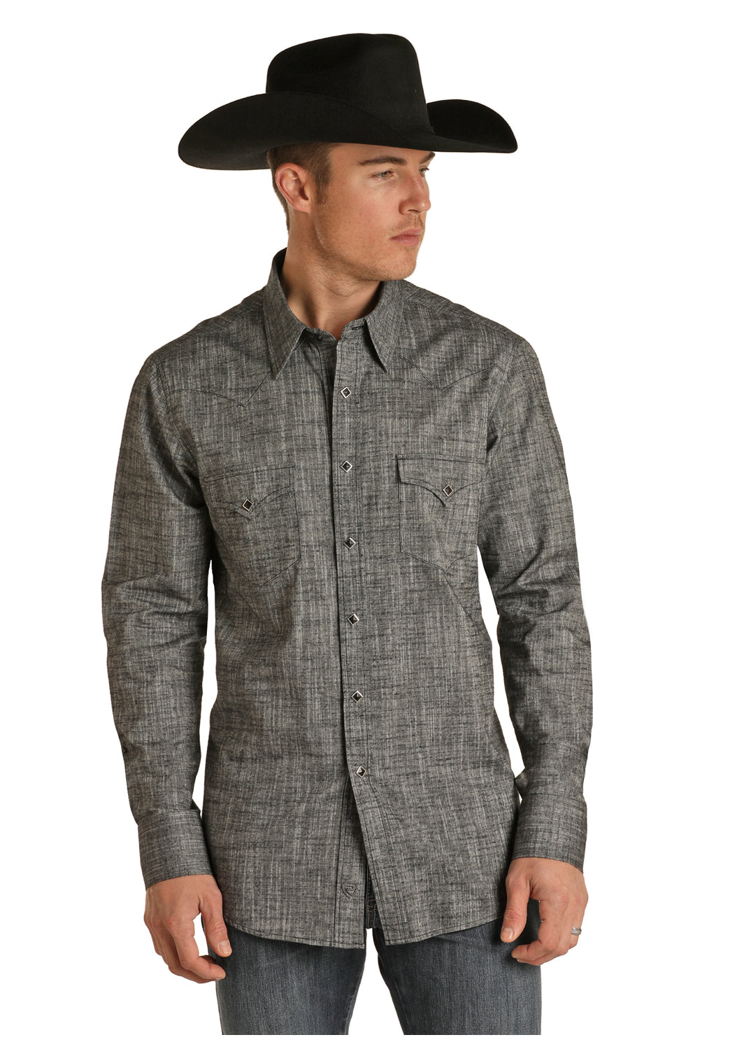 R&RD Diamond Button LS Charcoal Snap 