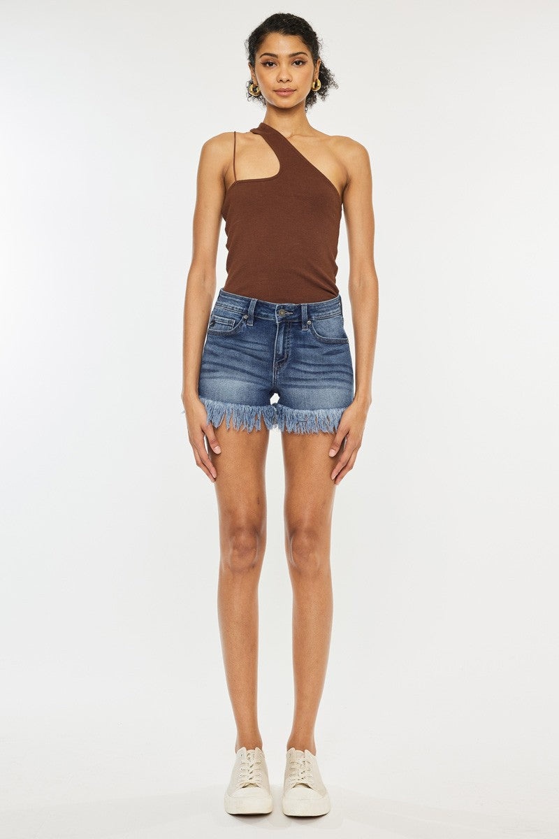 Mid-Rise Fray Hem- Dark- KC9214QD