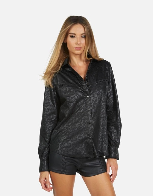 Leather & Lace- Women's Shirt - Black 