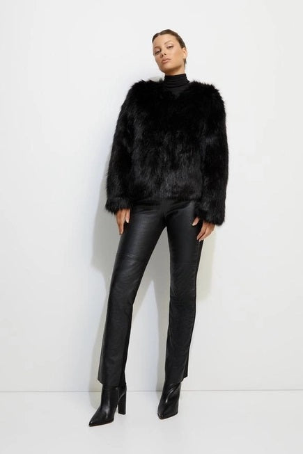 Unreal Dream Luxe Faux Fur Jacket - Black- 