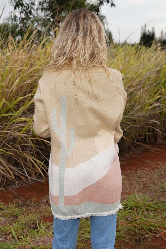 Tan Desert Scene Cardigan