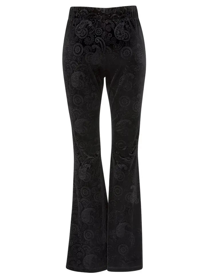 Paisley Velvet Burnout 70's Flare- Black 