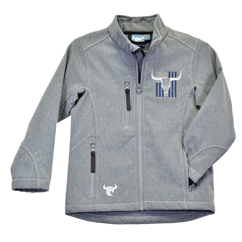 Youth- Skull Flag Tech Jacket- Grey 