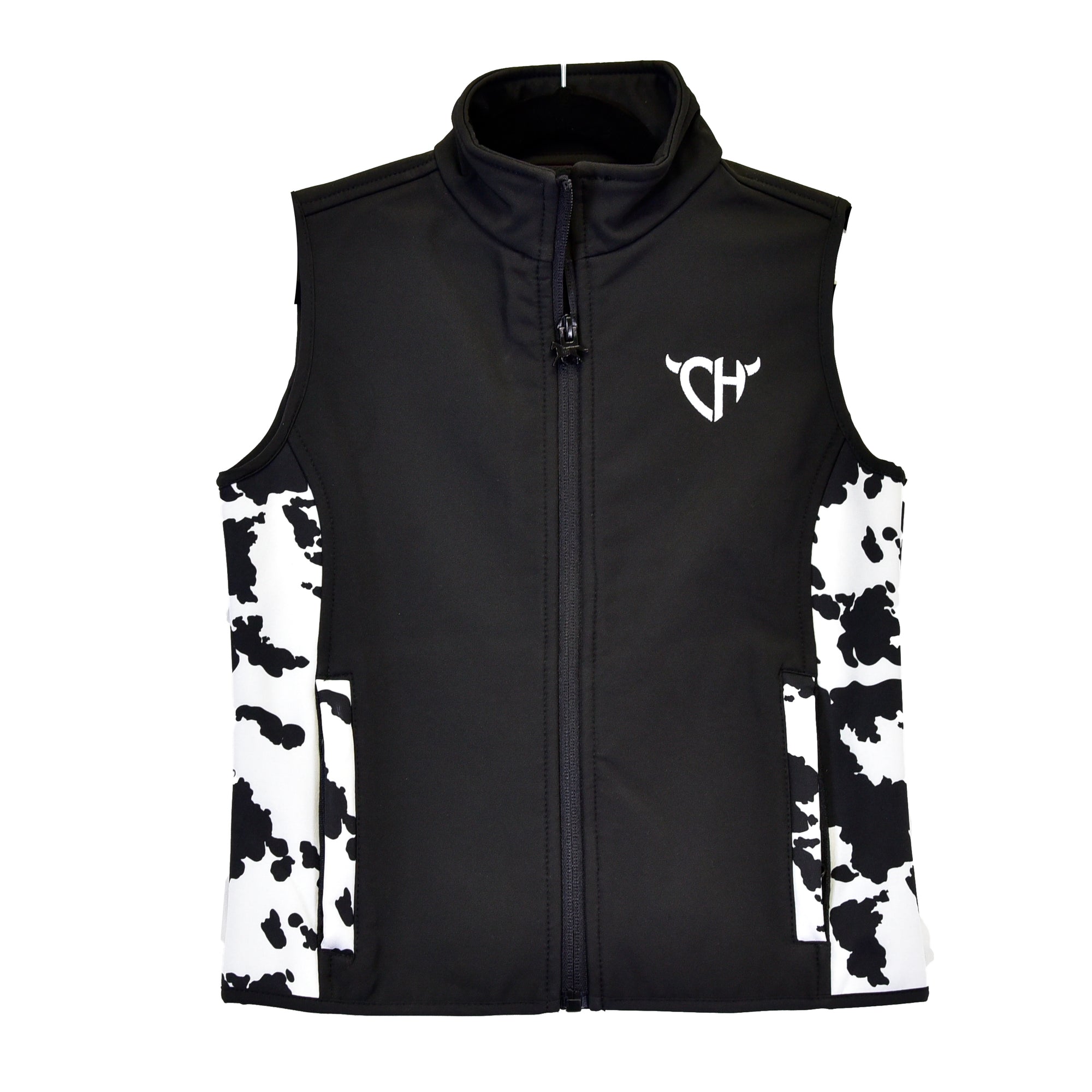 Youth- Cowprint Poly Shell Vest- Black 