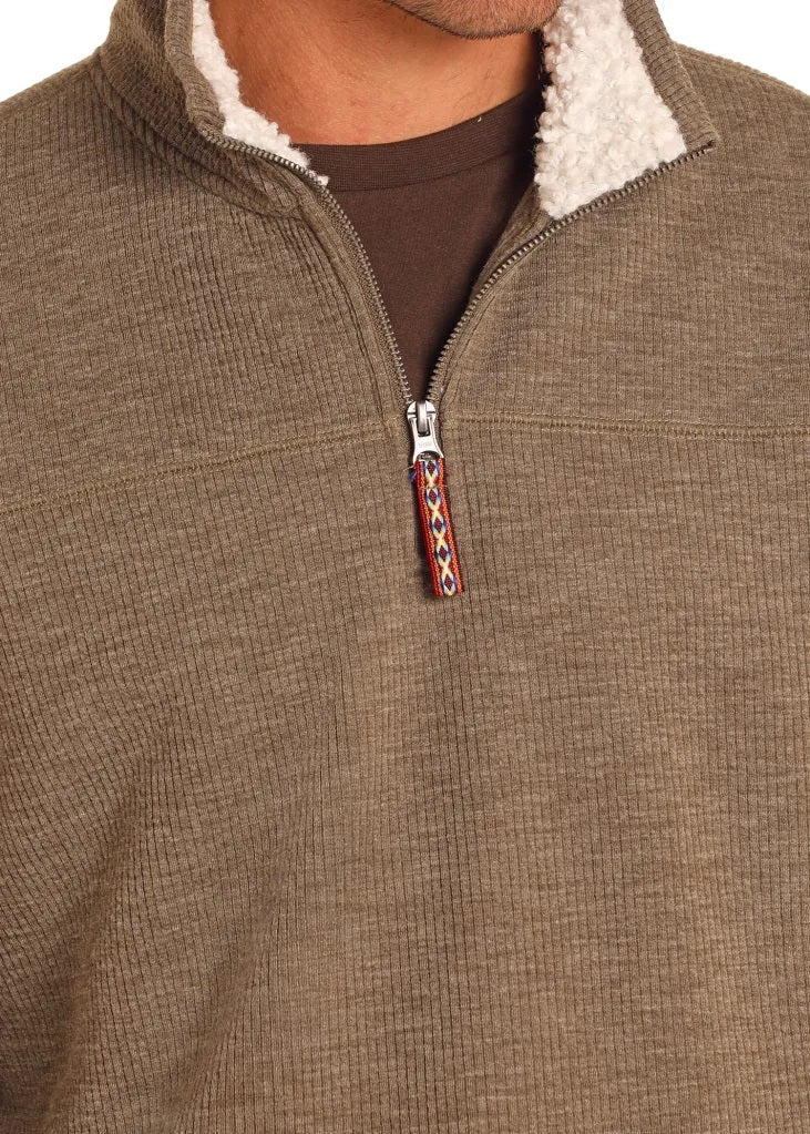 Quarter Zip with Berber- Natural- DM91C04083