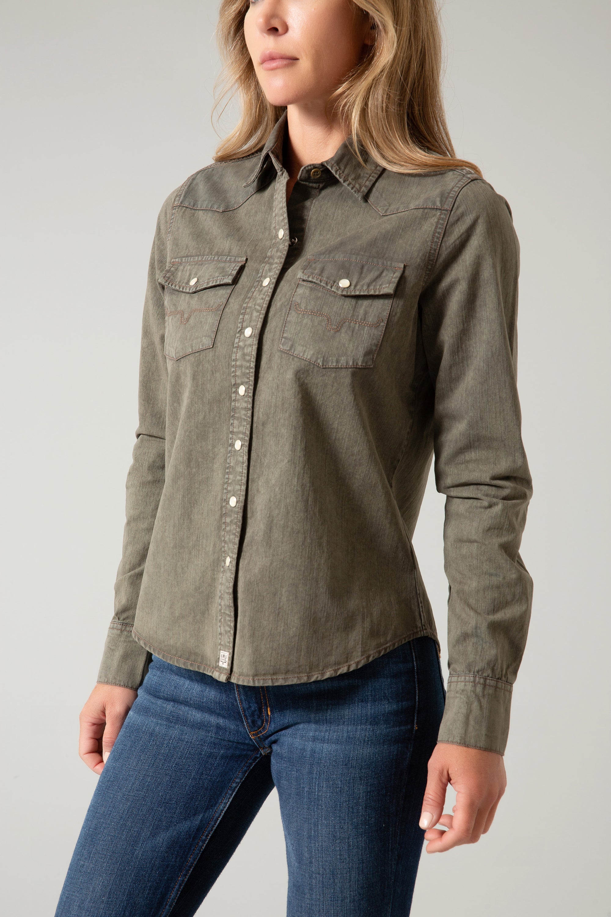 Kaycee Denim Top- Army- 