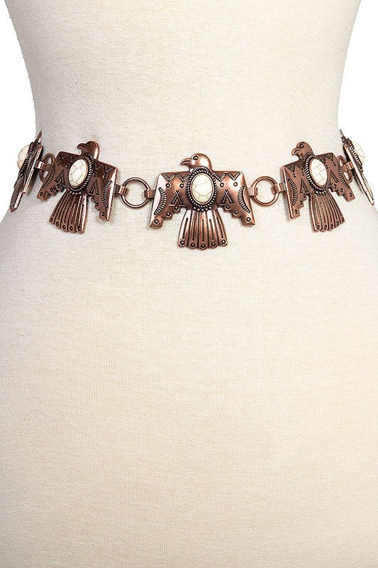 Thunderbird Concho Belt- Copper-