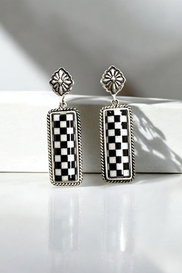 Drop Earring- SE2447- Checkered