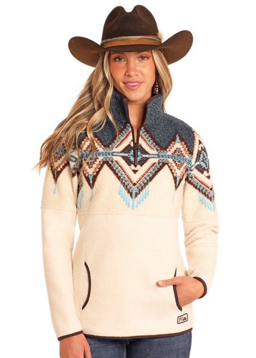 Border Berber Sweater- Blue- DW91C04070