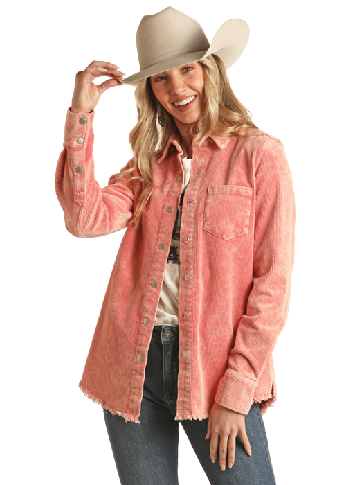Corduroy Shirt- BWOSS02693- Coral- 