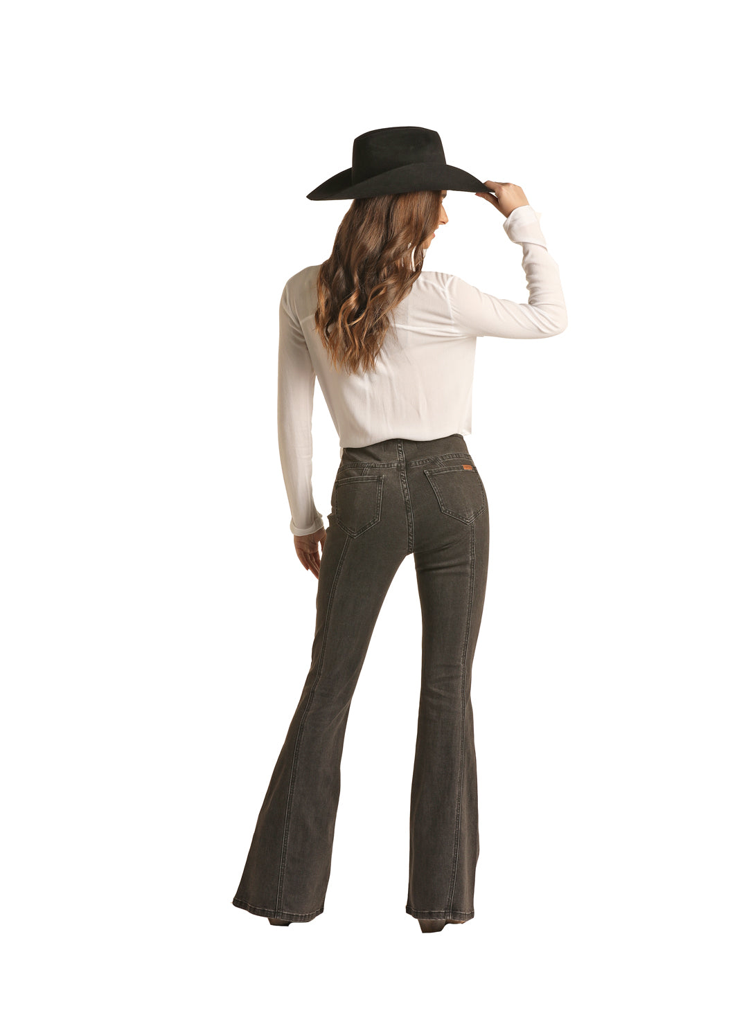 Distressed Black Pull On Flare 