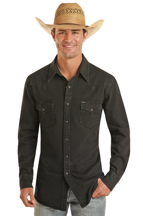 Black Denim Snap Shirt- bmn2s03703