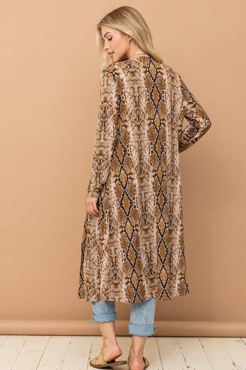 Snake Print Maxi Cardigan Duster- ATW14592