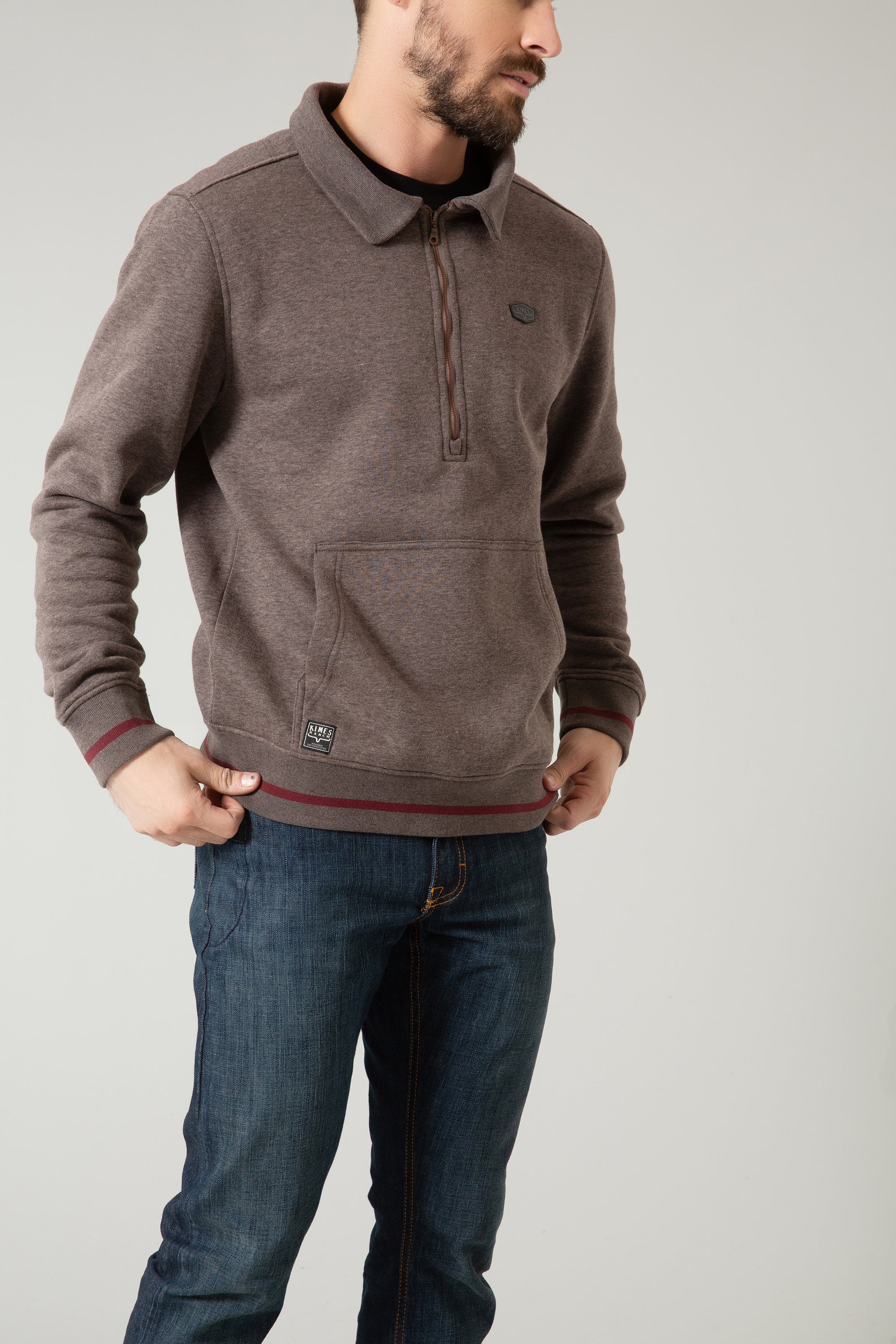 Boxer Quarter Zip Hoodie- Charcoal- 