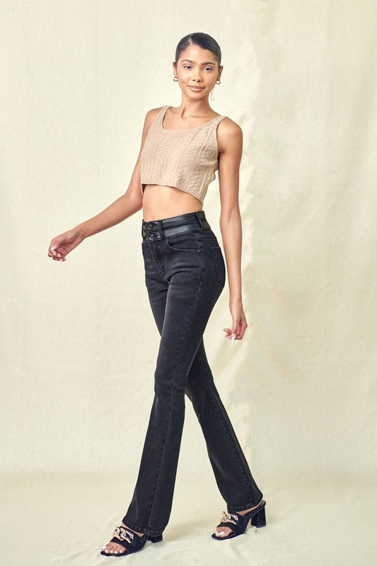 Black  Bootcut with Contrast Waistband 