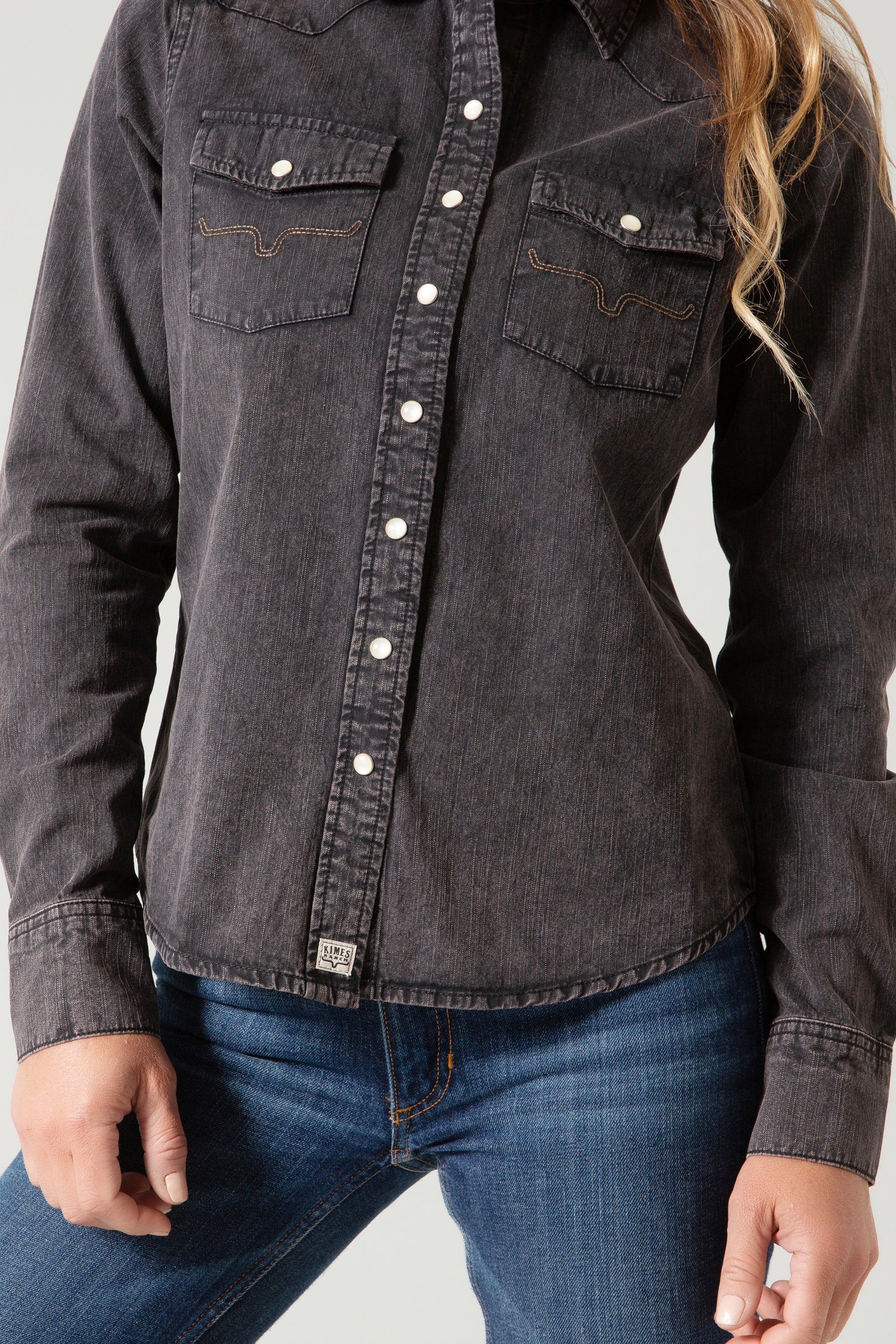 Kaycee Denim Top- Black-  