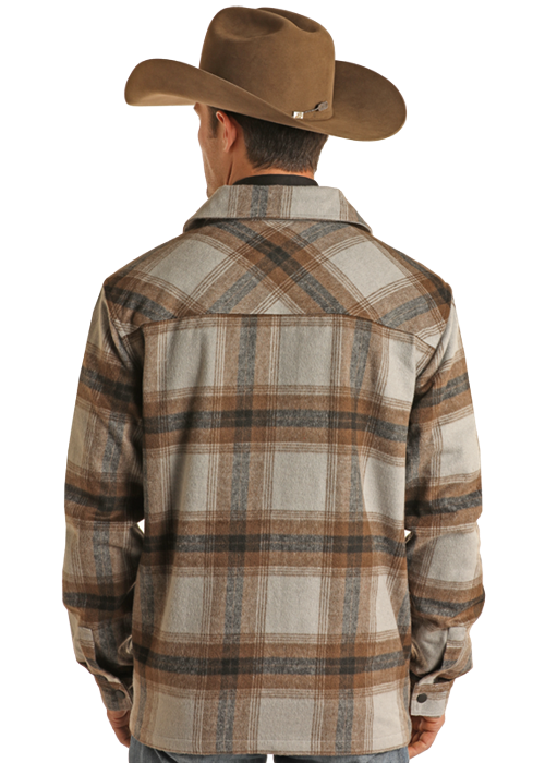 Plaid Zip-Up Shacket- BM92C01920- Grey