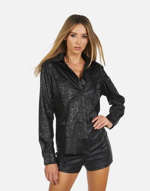 Leather & Lace- Women's Shirt - Black 