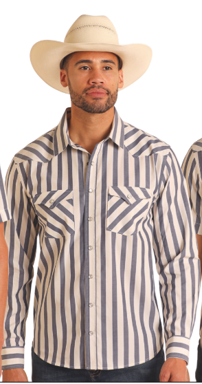 PMN2S05743- Striped Long Sleeve Snap- 