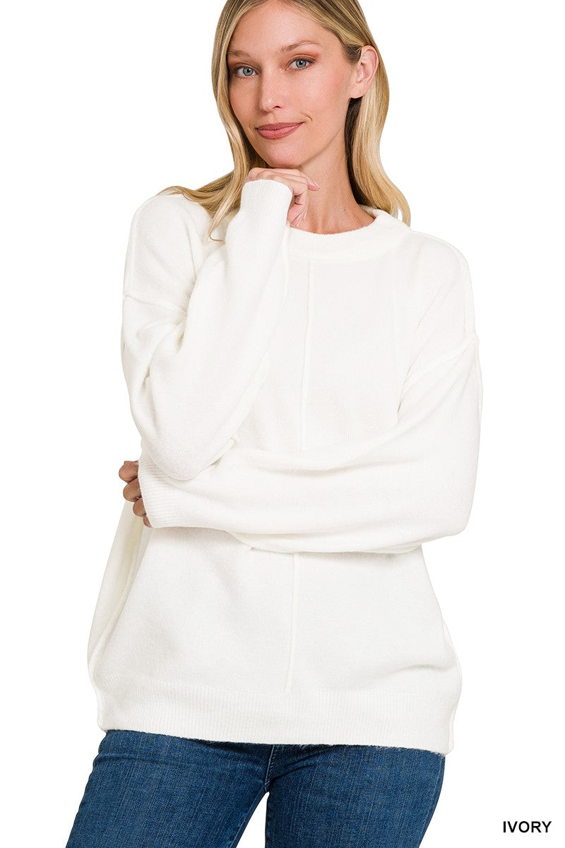 Ultra Soft Exposed Seam Sweater- TW-2220D6- Ivory- 