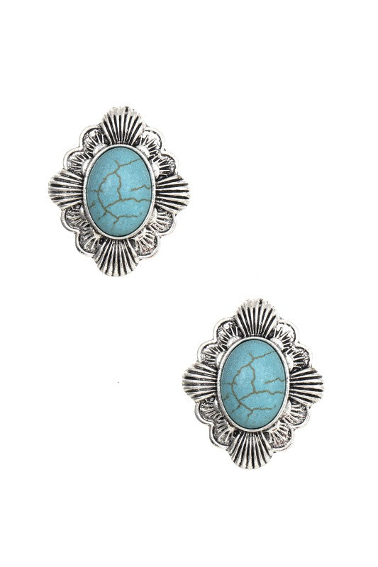 Post Earring- SE1953- Silver/Turq