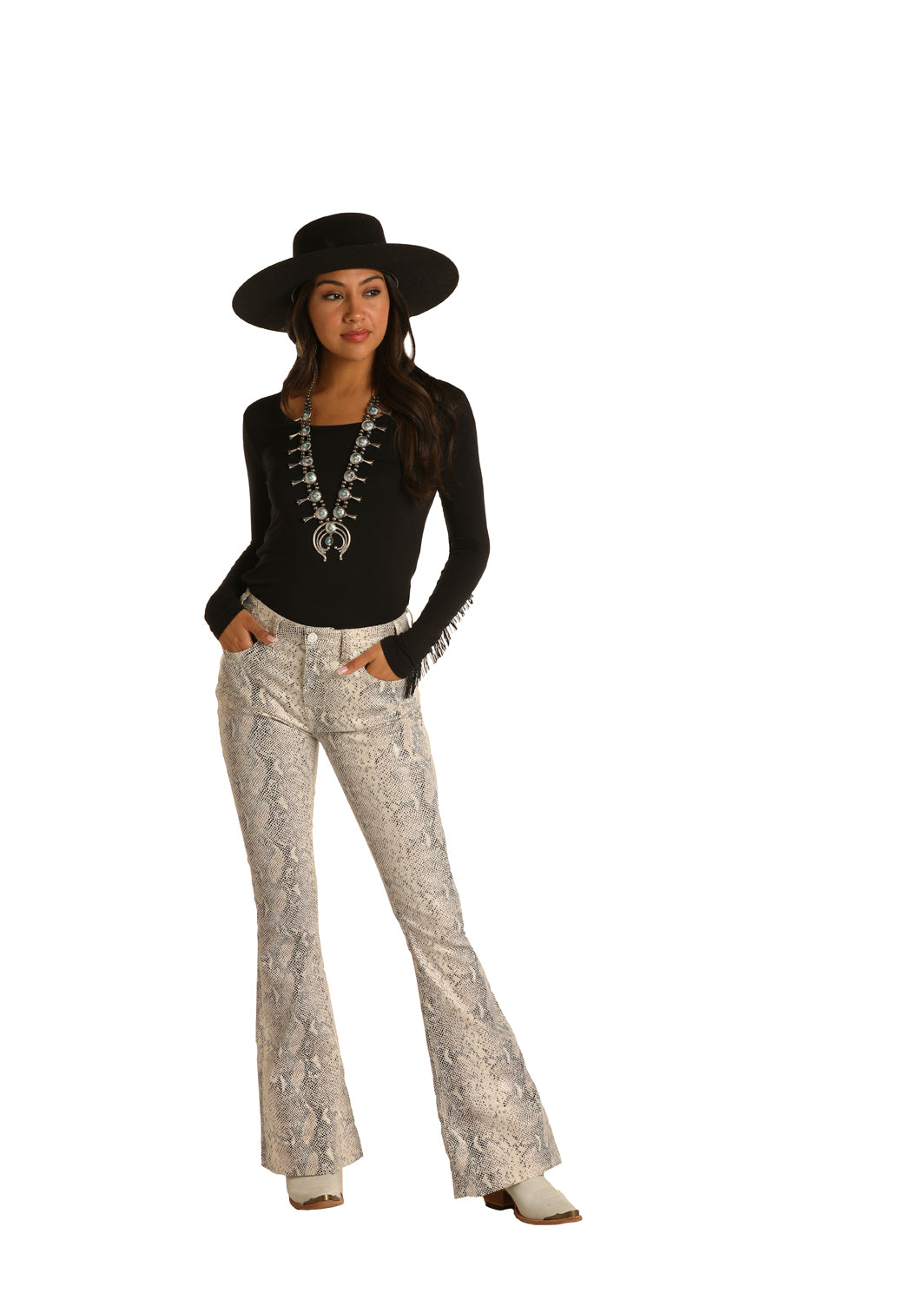 White Snakeskin Flares R&RD