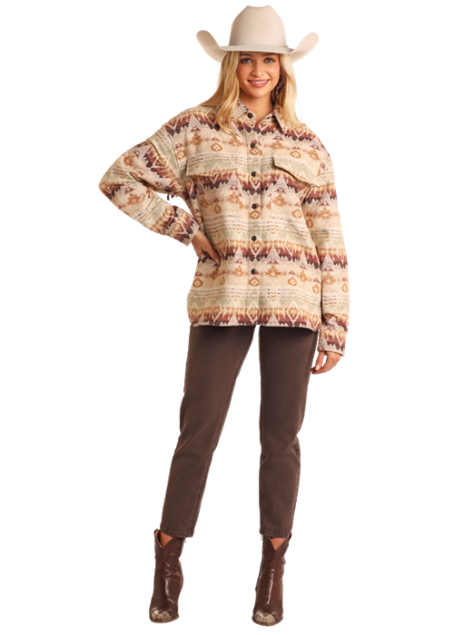 Aztec Shacket- BW92C05263- Eggshell- 
