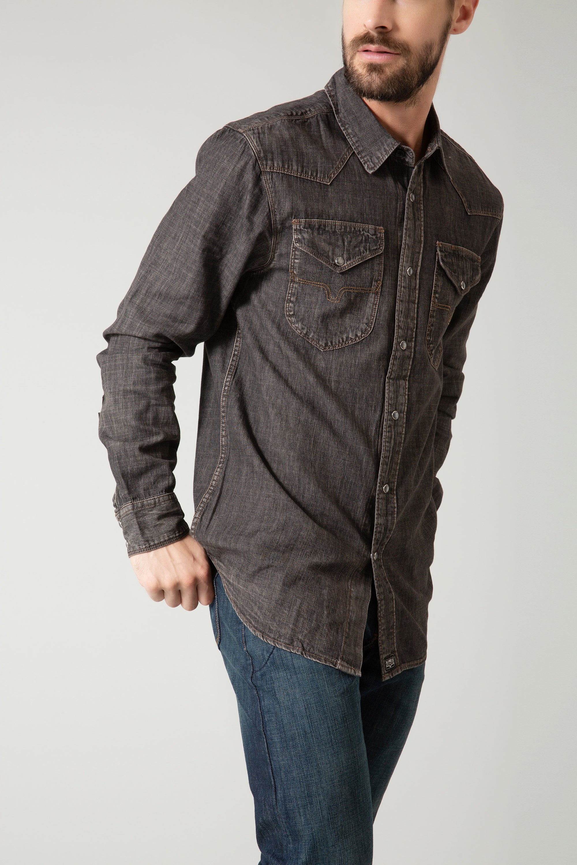 Grimes Dress Shirt- Black Denim 