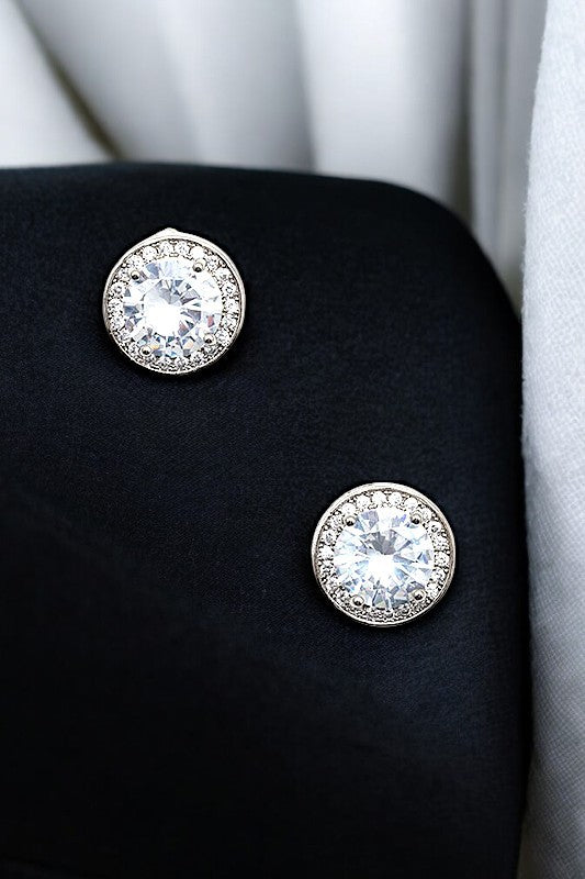 Post Earring- 192104- Silver/Clear