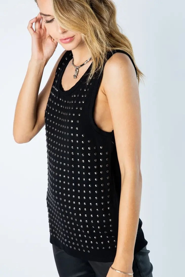 Sleeveless Flowy Tank with Studs