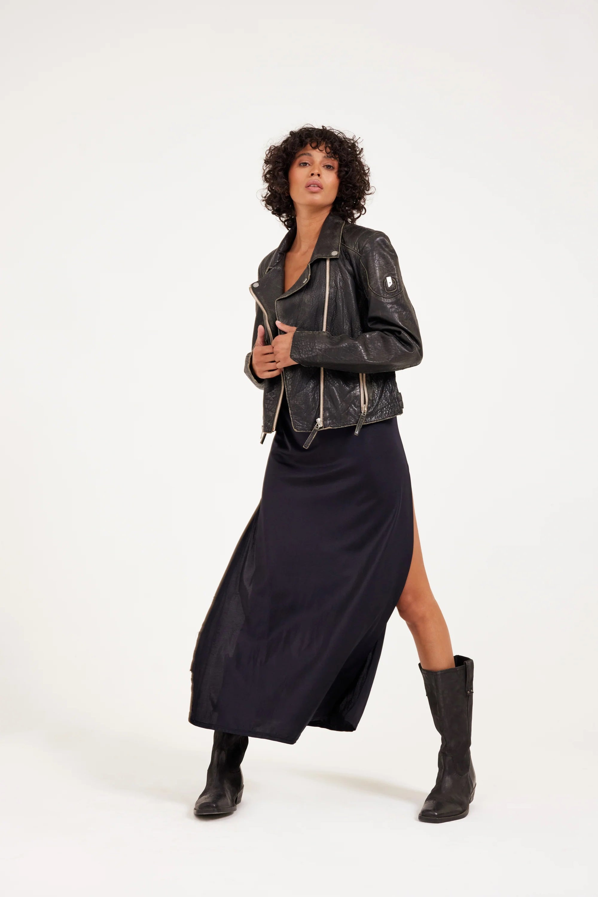 Reanon Leather Jacket- Vintage Black- 