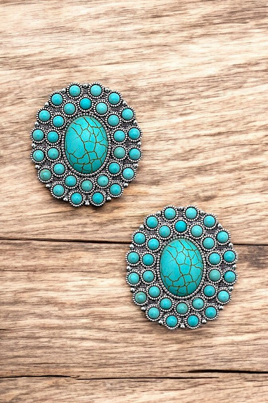 Post Earring- 190551- Turquoise