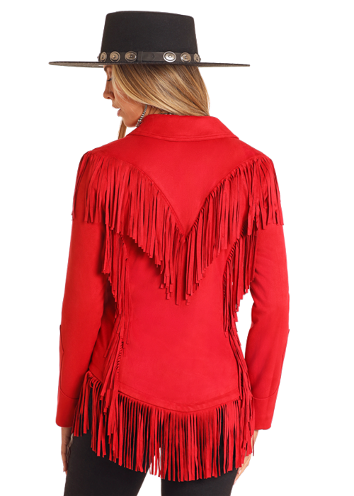 Western Microsuede Jacket- Red- DW93C04158- 