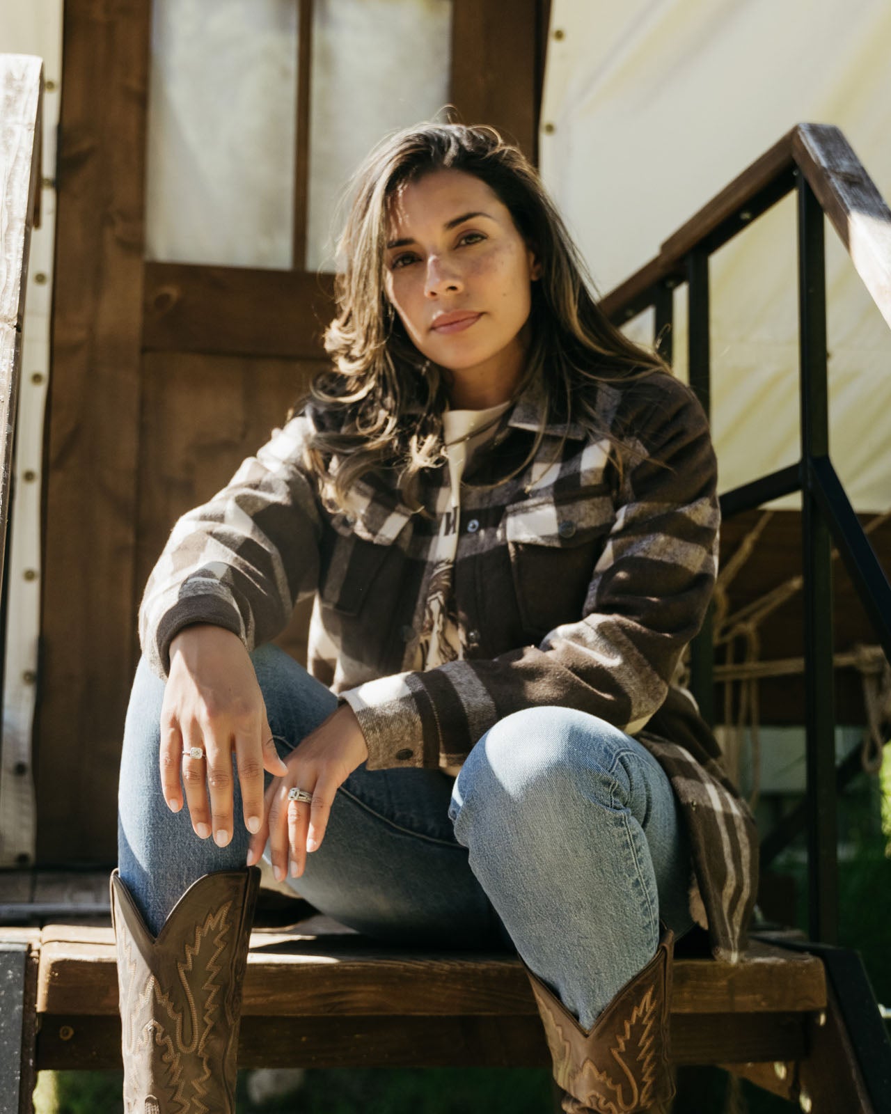 C'Anne Flannel Shacket - Brown 