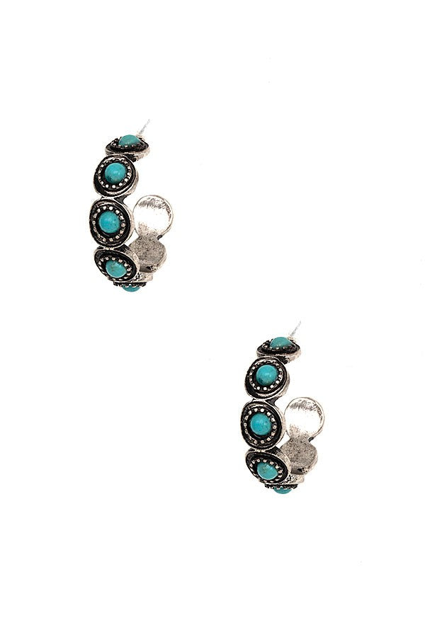 Hoop Earring- 194821- Silv/Turq