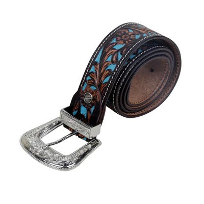 Turquoise Handtooled Belt- S-2927- 