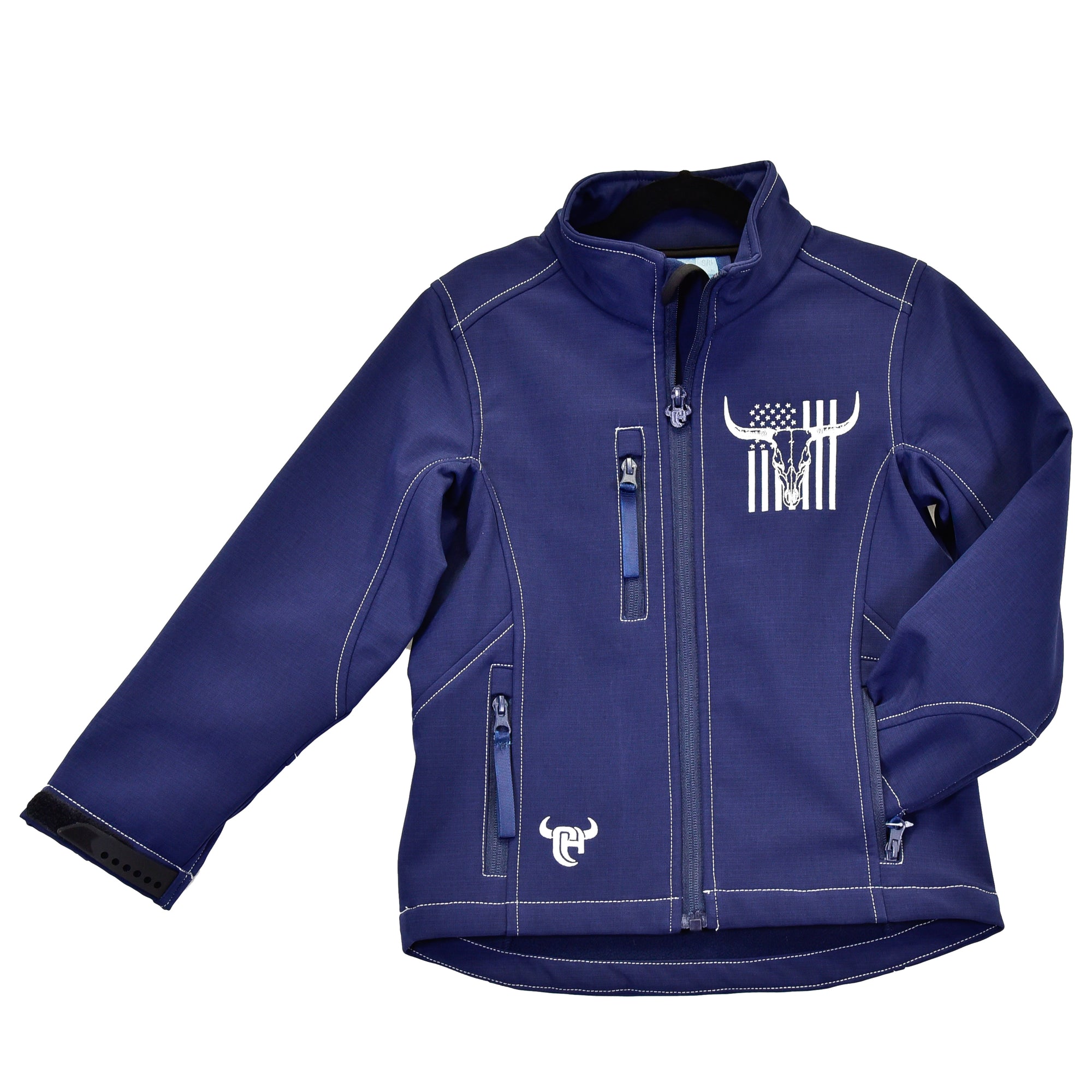 Youth Skull Flag Poly Shell Jacket - Navy 