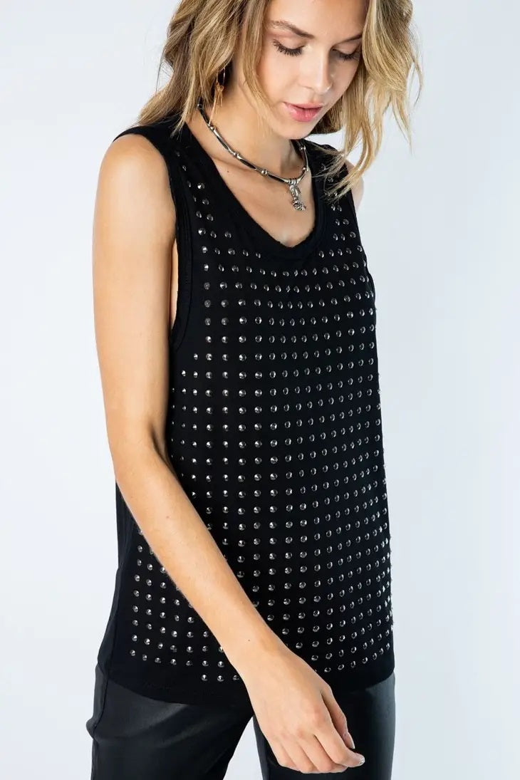 Sleeveless Flowy Tank with Studs