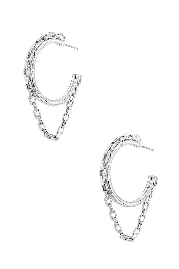 Hoop Earring- ME20323- Silver Chain