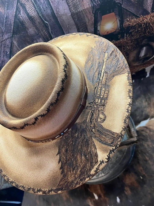 Custom Artist Burned Hat- Wild at Heart