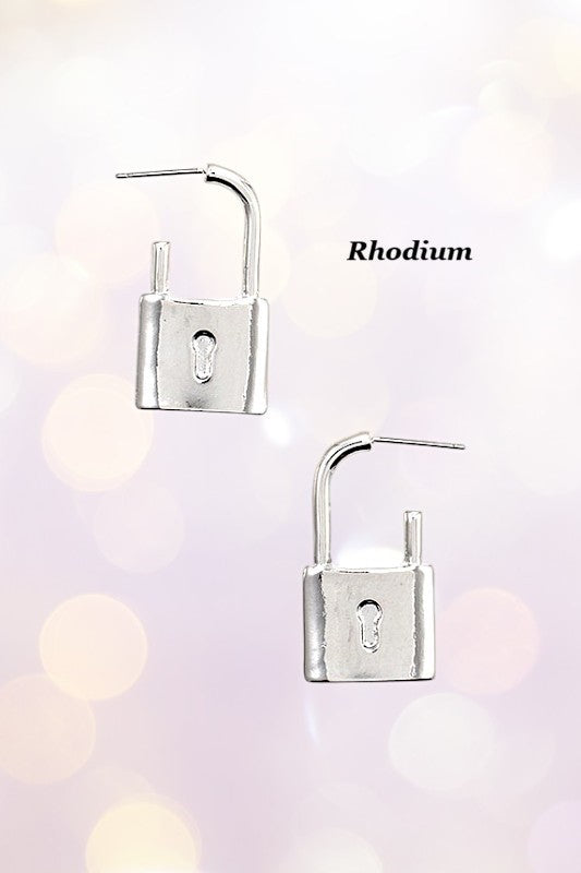 Drop Earring- 187201- Padlock Silver