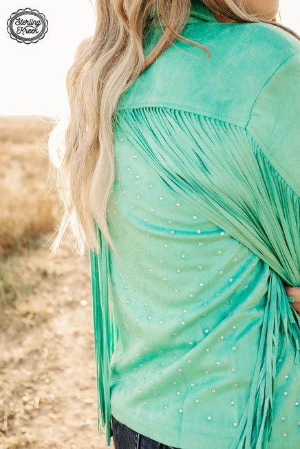 Shimmer and Shine Suede Jacket- Turquoise- 