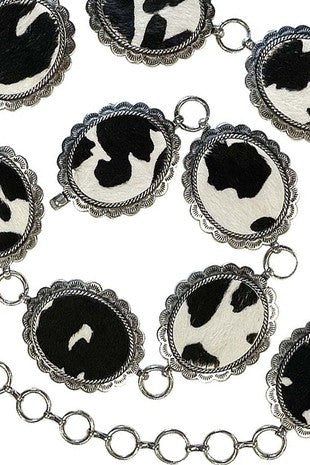 Cowhide Concho Belt- Black- 33in